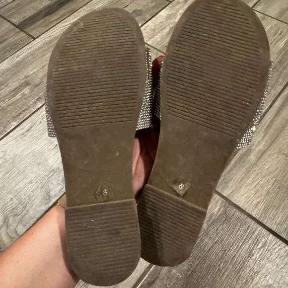 Steve Madden Brown Slides with Sparkling Silver Strap - Picture 2 of 2